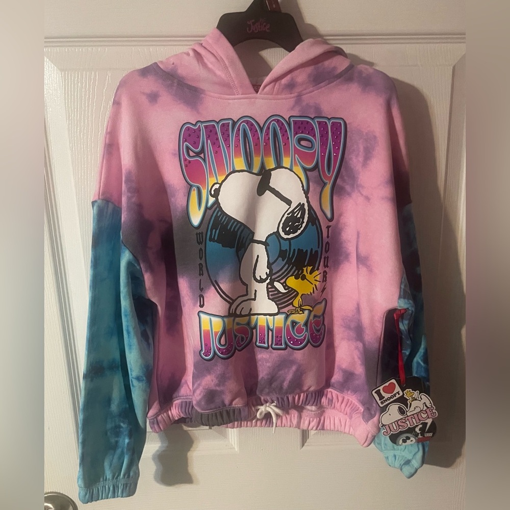 Justice x Peanuts‎ Snoopy World Tour Cinch Hem Hoodie NWT Girls Small 7/8